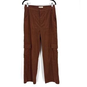 Listicle Corduroy Cargo Pants Large Brown High Waisted Wide Leg Pants Casual